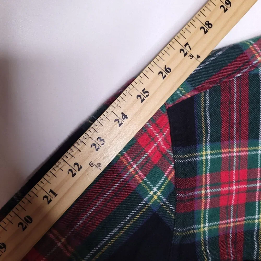 J Crew Flannel Shirt Mens Medium Plaid Red, Green Mid Weight Double Brushed